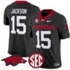 KJ Jackson Jersey #15 Arkansas Razorbacks Vapor Limited College Football Stitched Black