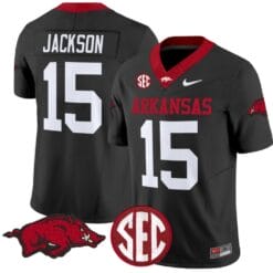 KJ Jackson Jersey #15 Arkansas Razorbacks Vapor Limited College Football Stitched Black