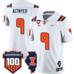 Luke Altmyer Jersey #9 Illinois Fighting Vapor Limited College Football Stitched White