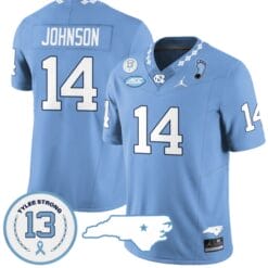 Max Johnson Jersey #14 North Carolina Tar Heels Vapor College Football Stitched Blue