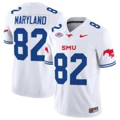 RJ Maryland Jersey #82 SMU Mustangs Icy College Football Vapor Limited White