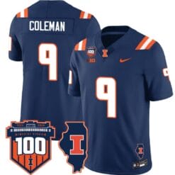 Seth Coleman Jersey #9 Illinois Fighting Vapor Limited College Football Stitched Navy