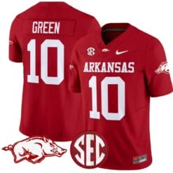 Taylen Green Jersey #10 Arkansas Razorbacks Vapor Limited College Football Stitched Cardinal
