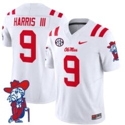 Tre Harris Jersey #9 Ole Miss Rebels Vapor Limited College Football Stitched White