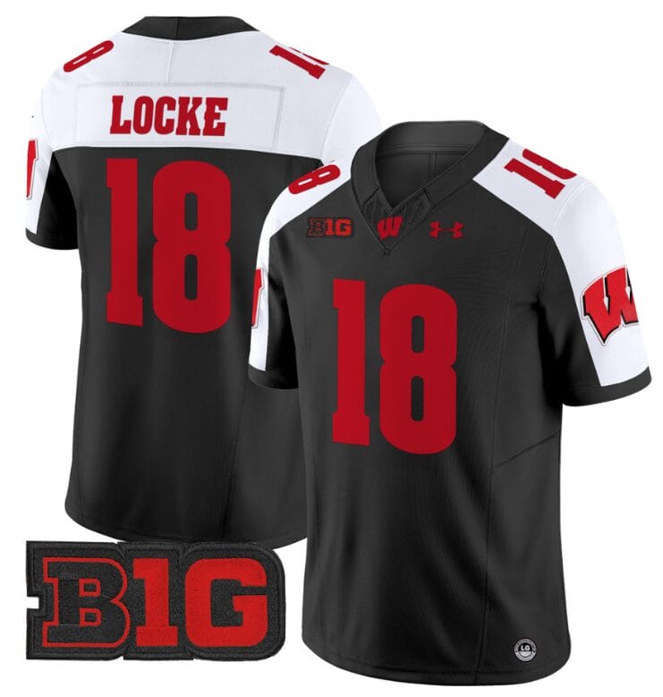 Braedyn Locke Jersey #18 Wisconsin Badgers Vapor Football Stitched Black Alternate