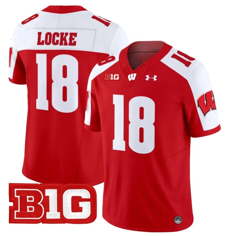 Braedyn Locke Jersey #18 Wisconsin Badgers Vapor Football Stitched Red Alternate