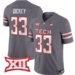 Cameron Dickey Jersey #33 Texas Tech Red Raiders Vapor Limited Football Grey