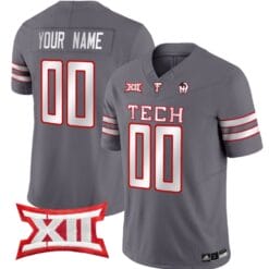 Custom Texas Tech Red Raiders Jersey Name and Number Vapor Limited Football Grey