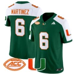 Damien Martinez Jersey #6 Miami Hurricanes Vapor Football Stitched Green Alternate
