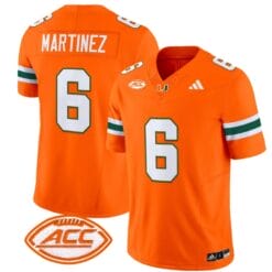 Damien Martinez Jersey #6 Miami Hurricanes Vapor Football Stitched Orange