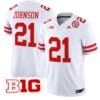 Emmett Johnson Jersey #21 Nebraska Cornhuskers Vapor Limited Football White