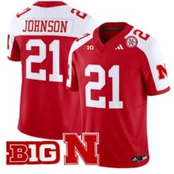 Emmett Johnson Jersey #21 Nebraska Cornhuskers Vapor Limited Football Scarlet Alternate