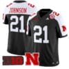 Emmett Johnson Jersey #21 Nebraska Cornhuskers Vapor Limited Football Black Alternate