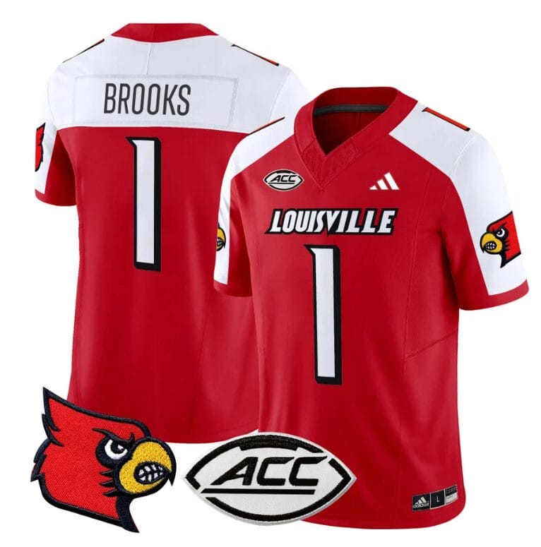 JaCorey Brooks Jersey #1 Louisville Cardinals Vapor Football Stitched Red Alternate