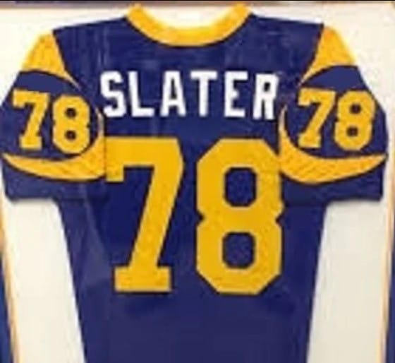 Jackie Slater Jersey Los Angeles Rams Custom Throwback Football Blue
