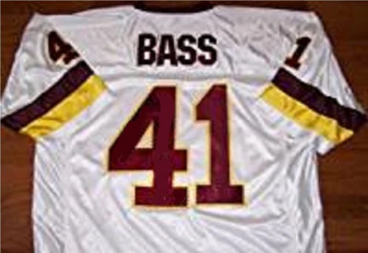 Mike Bass Jersey Washington Redskins Custom Throwback Football