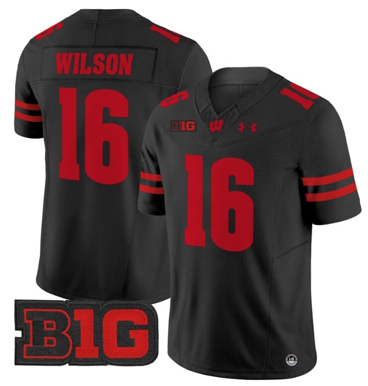 Russell Wilson Jersey #16 Wisconsin Badgers Vapor Football Stitched Black