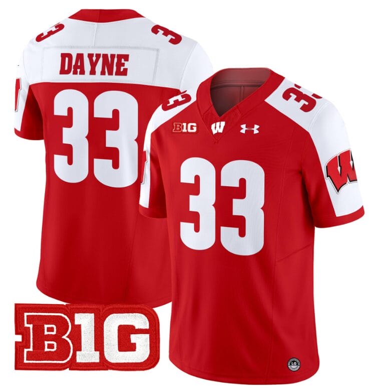 Ron Dayne Jersey #33 Wisconsin Badgers Vapor Football Stitched Red Alternate