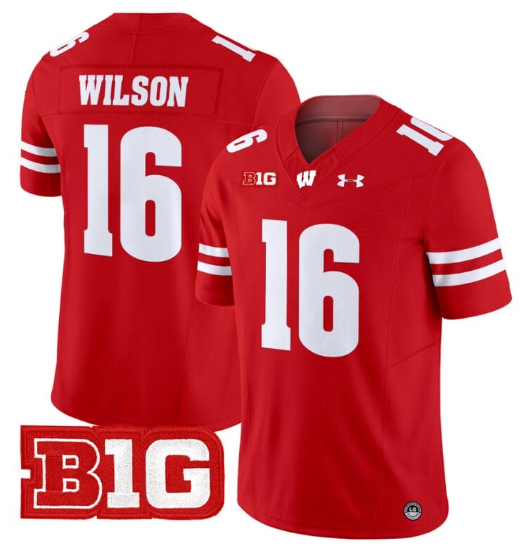 Russell Wilson Jersey #16 Wisconsin Badgers Vapor Football Stitched Red