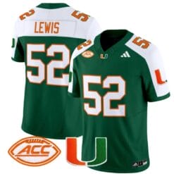 Ray Lewis Jersey #52 Miami Hurricanes Vapor Football Stitched Green Alternate