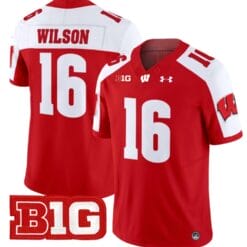 Russell Wilson Jersey #16 Wisconsin Badgers Vapor Football Stitched Red Alternate