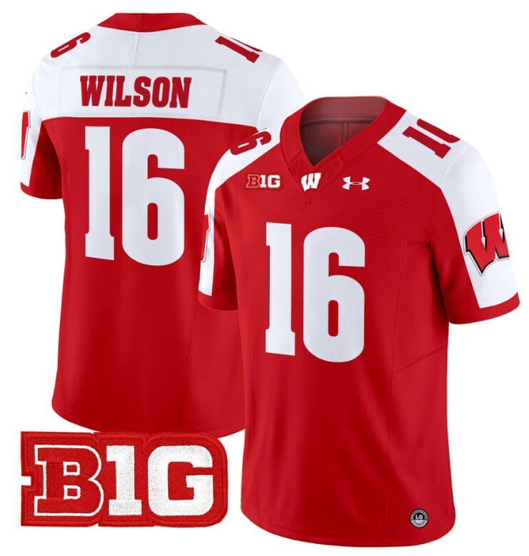 Russell Wilson Jersey #16 Wisconsin Badgers Vapor Football Stitched Red Alternate