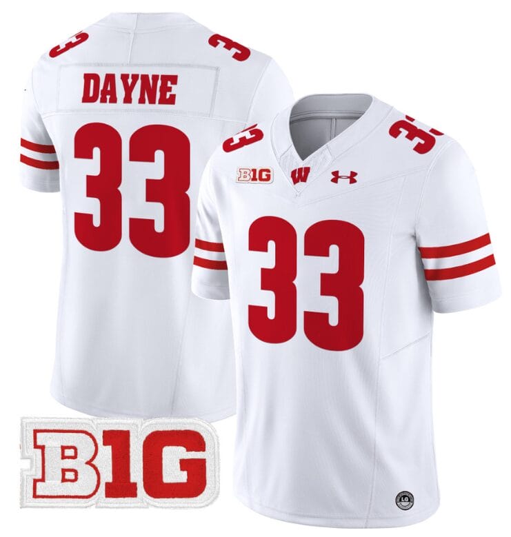 Ron Dayne Jersey #33 Wisconsin Badgers Vapor Football Stitched White
