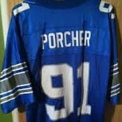 Robert Porcher Jersey Detroit Lions Custom Throwback Football Blue