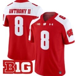 Vinny Anthony II Jersey #8 Wisconsin Badgers Vapor Football Stitched Red Alternate