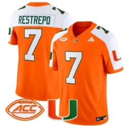 Xavier Restrepo Jersey #7 Miami Hurricanes Vapor Football Stitched Orange Alternate