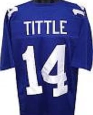 YA Tittle Jersey New York Giants Custom Throwback Football Blue