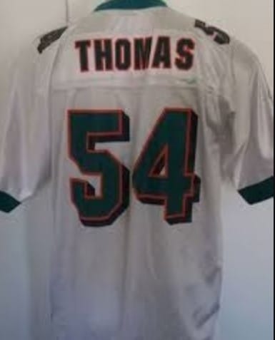 Zach Thomas Jersey Miami Dolphins Custom Throwback Football White