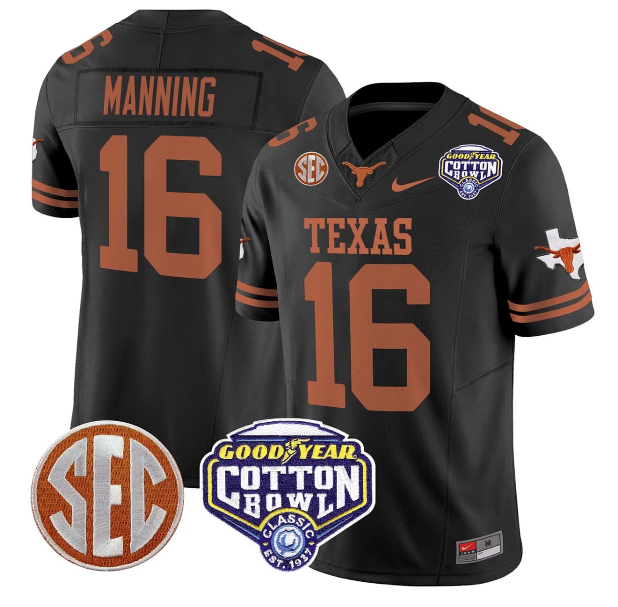 Arch Manning Jersey #16 Texas Longhorns Cotton Bowl Patch Stitched Alternate Football - Image 6