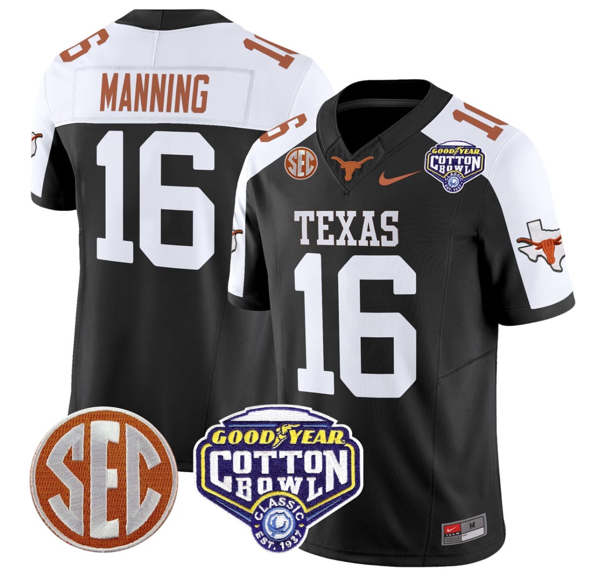Arch Manning Jersey #16 Texas Longhorns Cotton Bowl Patch Stitched Alternate Football