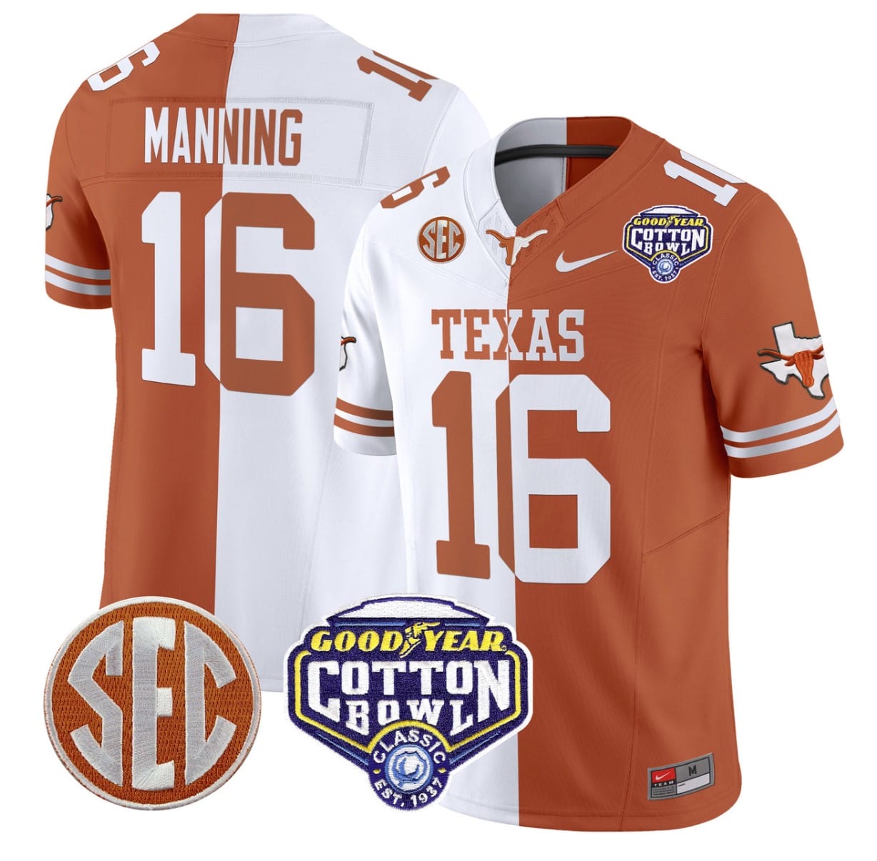 Arch Manning Jersey #16 Texas Longhorns Cotton Bowl Patch Stitched Alternate Football - Image 4