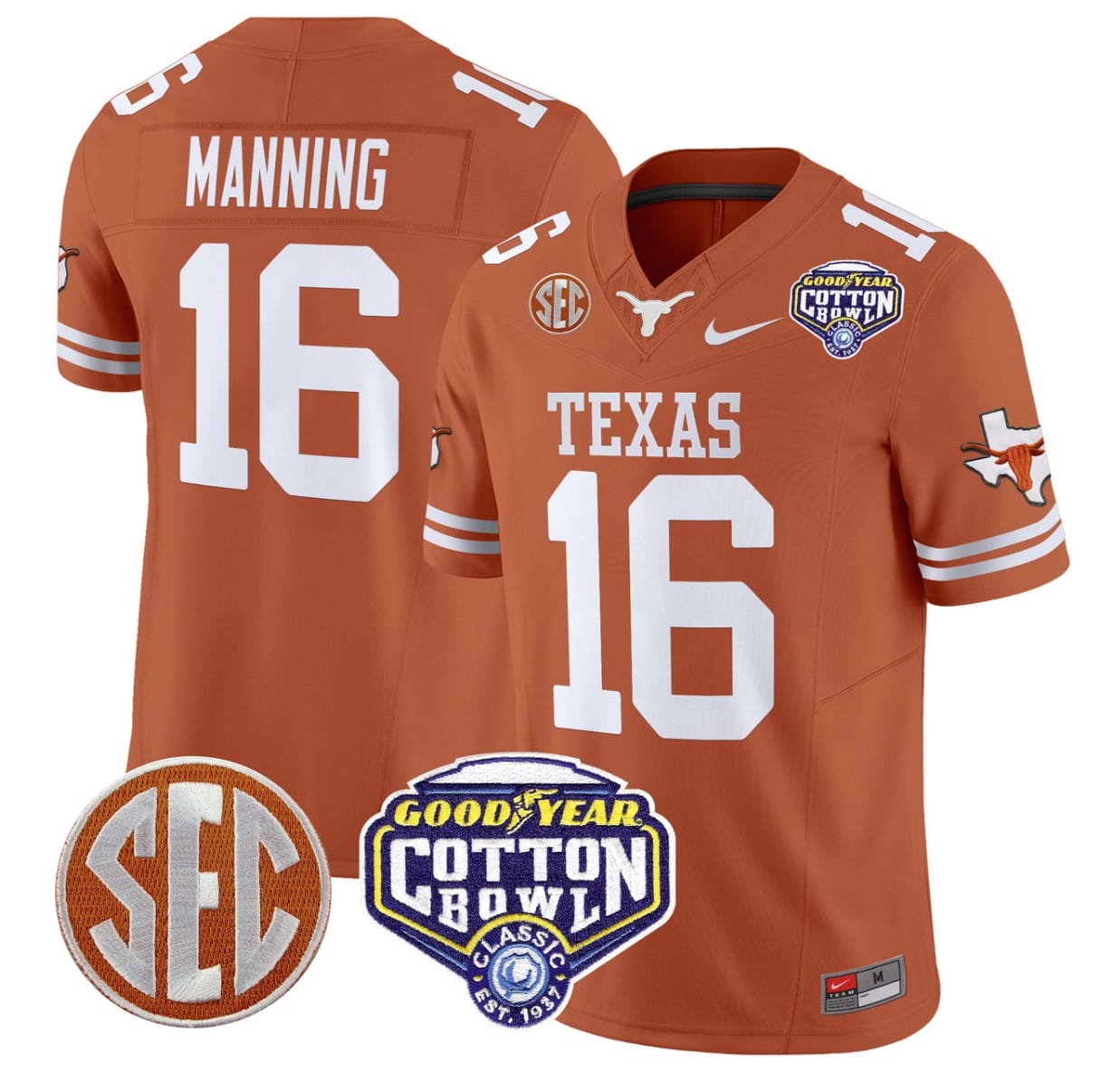 Arch Manning Jersey #16 Texas Longhorns Cotton Bowl Patch Stitched Alternate Football - Image 3