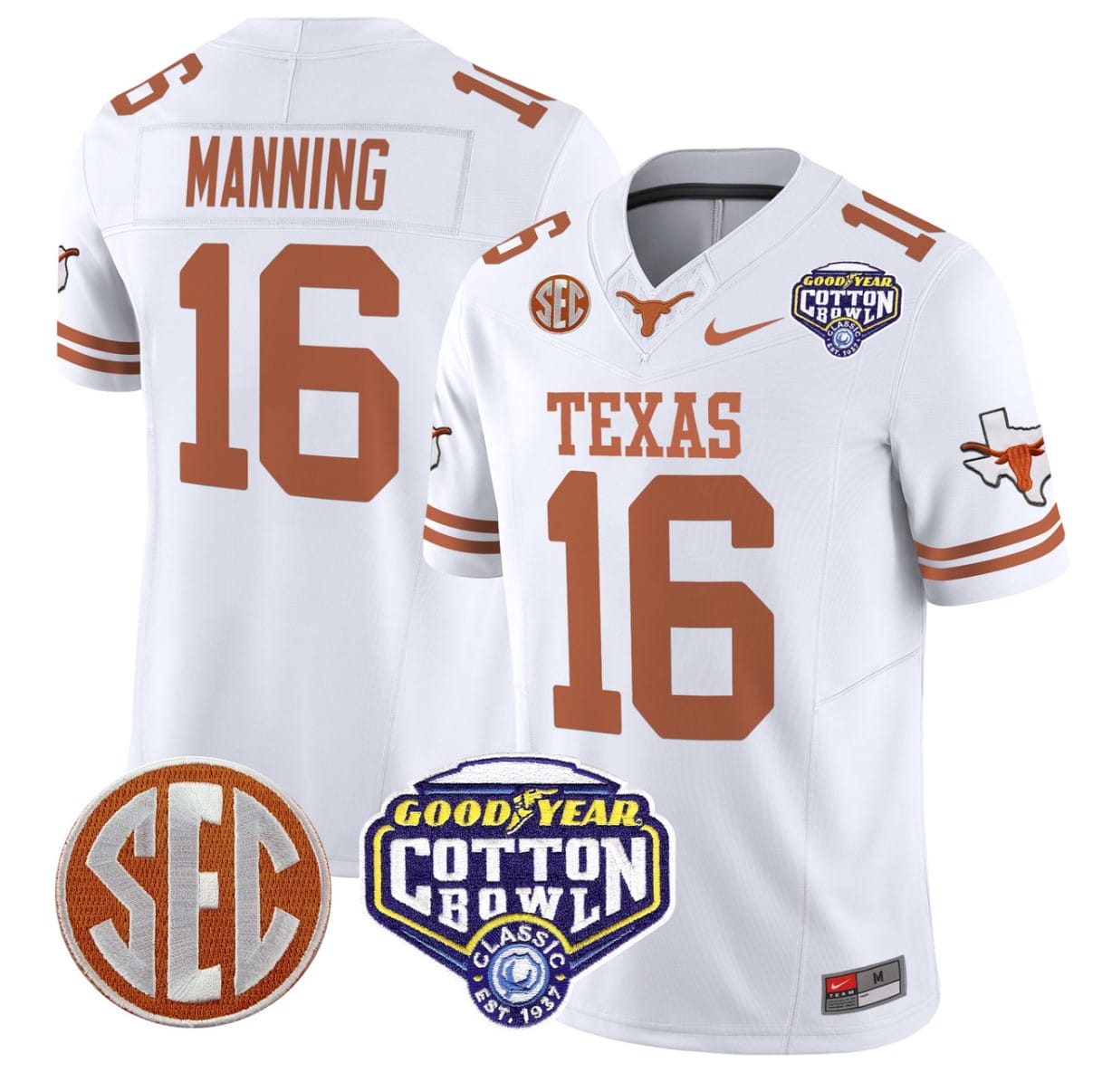 Arch Manning Jersey #16 Texas Longhorns Cotton Bowl Patch Stitched Alternate Football - Image 2