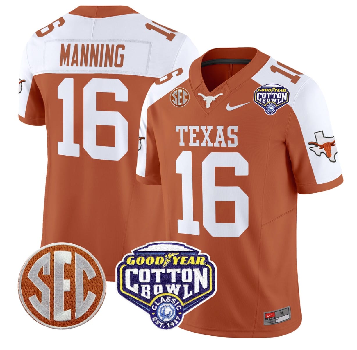 Arch Manning Jersey #16 Texas Longhorns Cotton Bowl Patch Stitched Alternate Football - Image 5