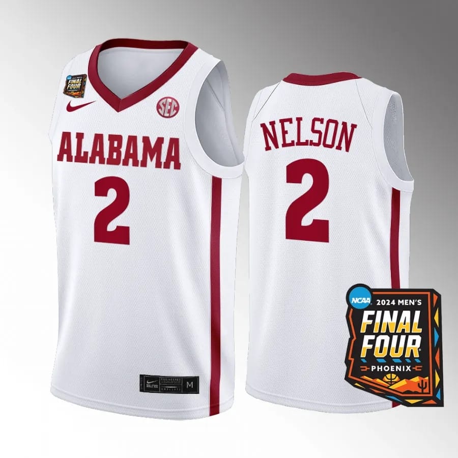 Alabama Crimson Tide #2 Grant Nelson Jersey 2024 NCAA March Madness Final Four