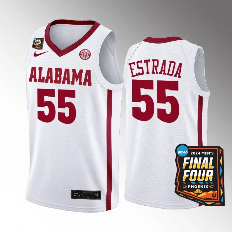 Alabama Crimson Tide #55 Aaron Estrada Jersey 2024 NCAA March Madness Final Four