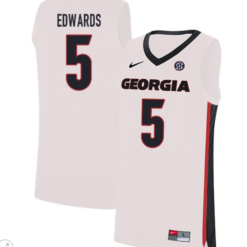 Anthony Edwards Jersey #5 Georgia Bulldogs College Basketball Stiched Game White