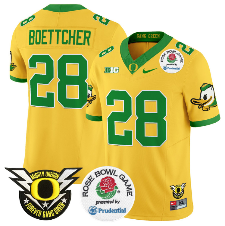 Bryce Boettcher Jersey #28 Oregon Ducks Football 2024 Rose Bowl Alternate - Image 5