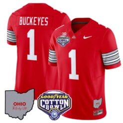 Alternative view of Buckeyes Jersey #1 Ohio State Buckeyes Cotton Bowl Patch Stitched Football