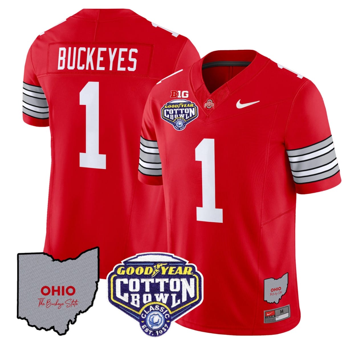 Buckeyes Jersey #1 Ohio State Buckeyes Cotton Bowl Patch Stitched Football - Image 2