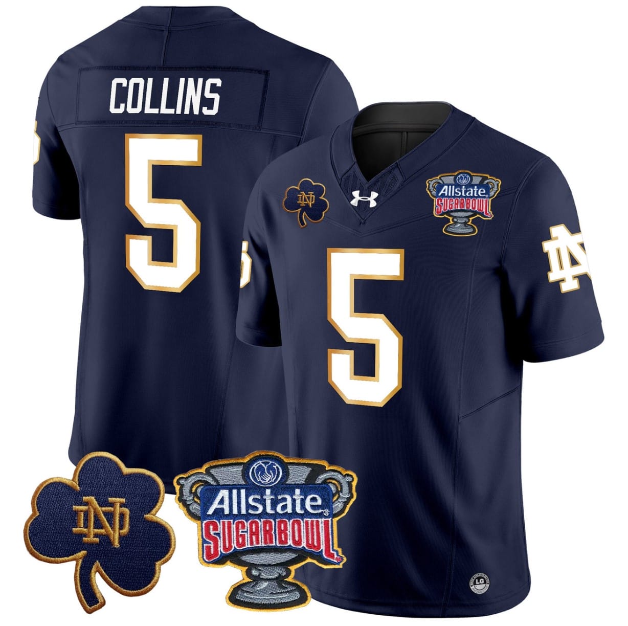 Beaux Collins Jersey #5 Notre Dame 2024 Sugar Bowl Patch V2 Alternate Football All Stitched - Image 5