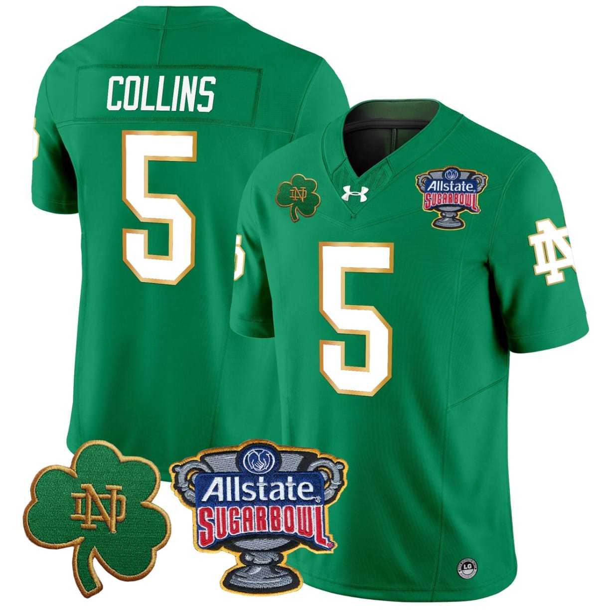 Beaux Collins Jersey #5 Notre Dame 2024 Sugar Bowl Patch V2 Alternate Football All Stitched - Image 6