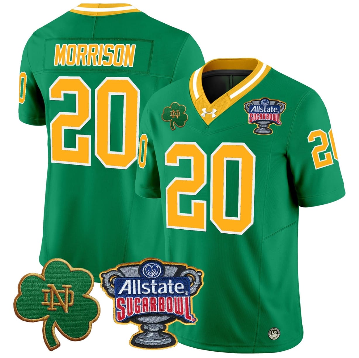 Benjamin Morrison Jersey #20 Notre Dame 2024 Sugar Bowl Patch V2 Alternate Football All Stitched - Image 4