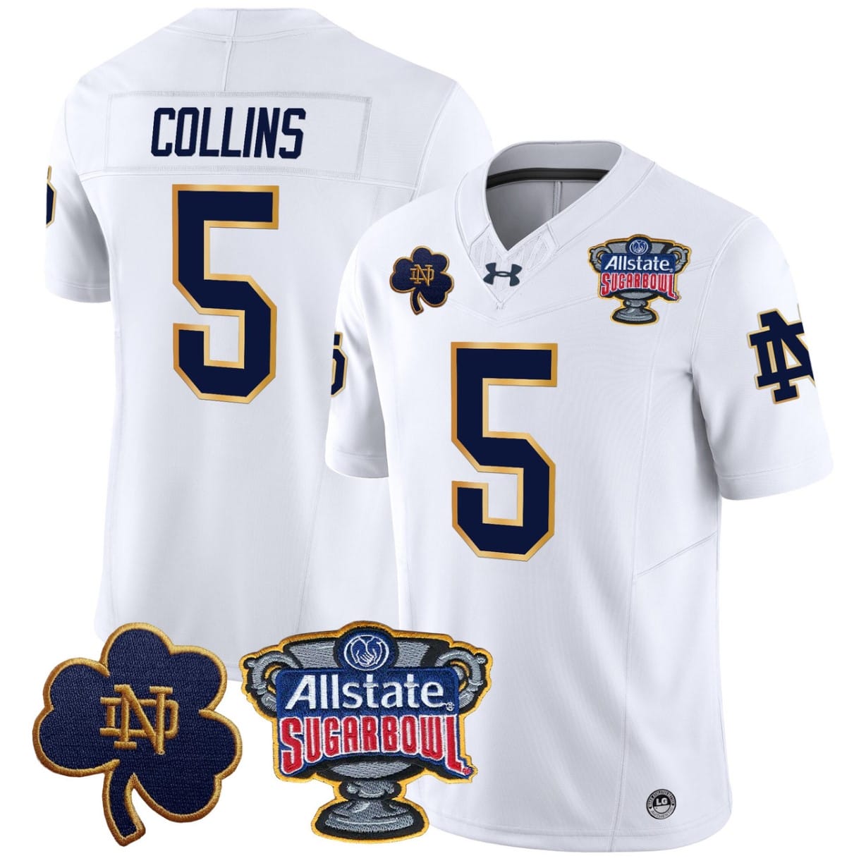 Beaux Collins Jersey #5 Notre Dame 2024 Sugar Bowl Patch V2 Alternate Football All Stitched - Image 4