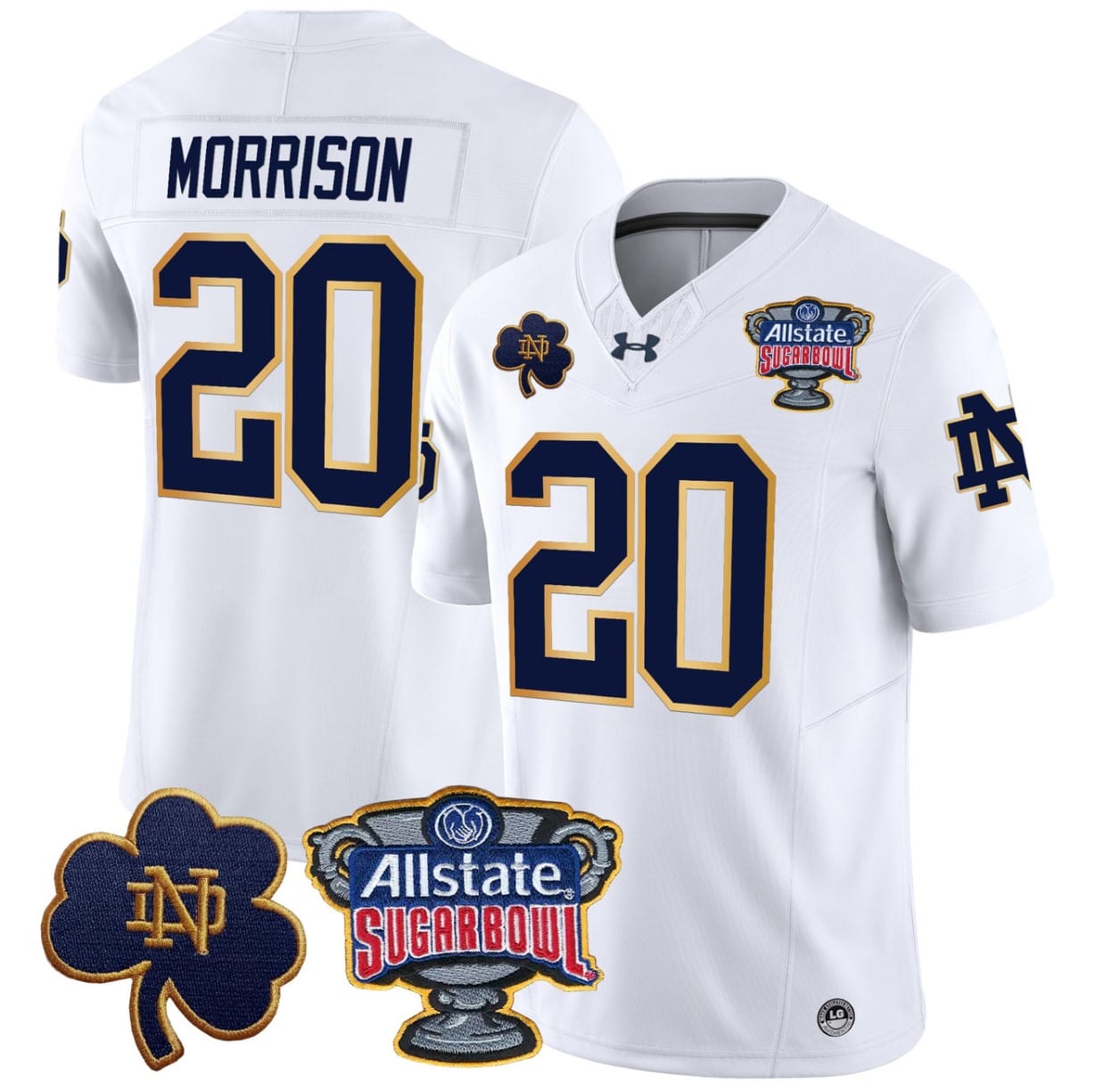 Benjamin Morrison Jersey #20 Notre Dame 2024 Sugar Bowl Patch V2 Alternate Football All Stitched - Image 3