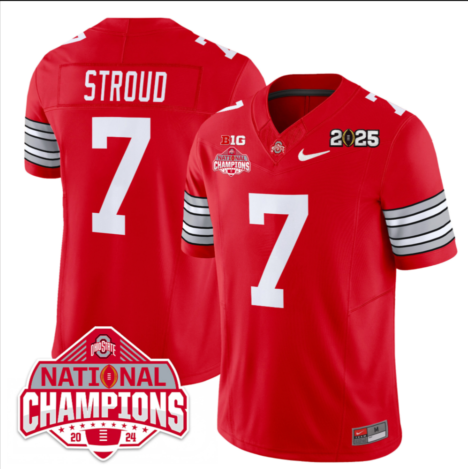 CJ Stroud Jersey #7 Ohio State 2025 CFP Patch National Champions Football All Stitched